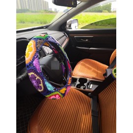 YDMZZB Crochet Steering Wheel Cover,Galsang Flower Crochet Steering Wheel Cover,Car Steering (Steering Wheel Cover)