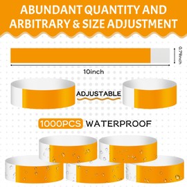 1000 Packs Paper Wristbands for Events, Orange Waterproof Neon Wrist Bands Arm Bracelets Identification Bracelets Wristbands for Concert Club Bar Entrance Admission Party