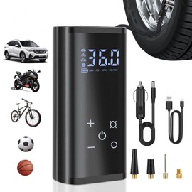 YUGUANG Tire Inflator Portable Air Compressor, 150PSI Air Pump for Car Tires Faster Inflation Electric Cordless Tire Pump with Digital Pressure Gauge for Car, Bike, Motorcycle, Ball