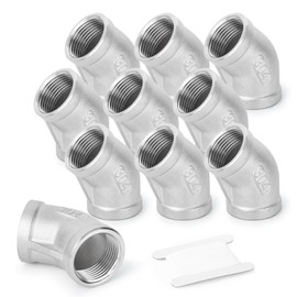 ERGAOBOY 2 Pcs 304 Stainless Steel 45 Degree Elbow, 1/4" Female Pipe to 1/4" BSP Female Stainless Pipe Fitting