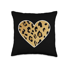jaguar wild cat cougar retro gifts Leopard Heart Cheetah-Animal Print Throw Pillow, 16x16, Multicolor