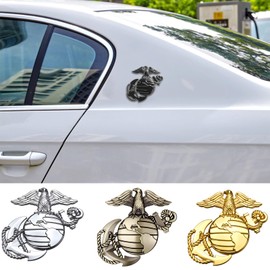 U.S. Marine Corps Metal Cars Emblem for 250th Anniversary, 3D Eagle Globe Anchor Insignia Decals, Universal Fit at 3.3" x 3.1" Weatherproof, Car Medal Gift for Veterans and Military Supporters