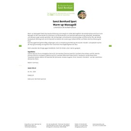 Sanct Bernhard Sport Warm-Up Massage Oil 250 ml