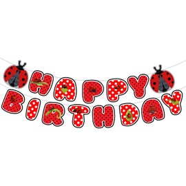 Ladybug Theme Happy Birthday Little Lady Banner Ladybug Birthday Party Supplies Ladybug Birthday Banner for Girls Birthday Baby Shower Party Supplies/Insect Theme Baby Shower Decorations