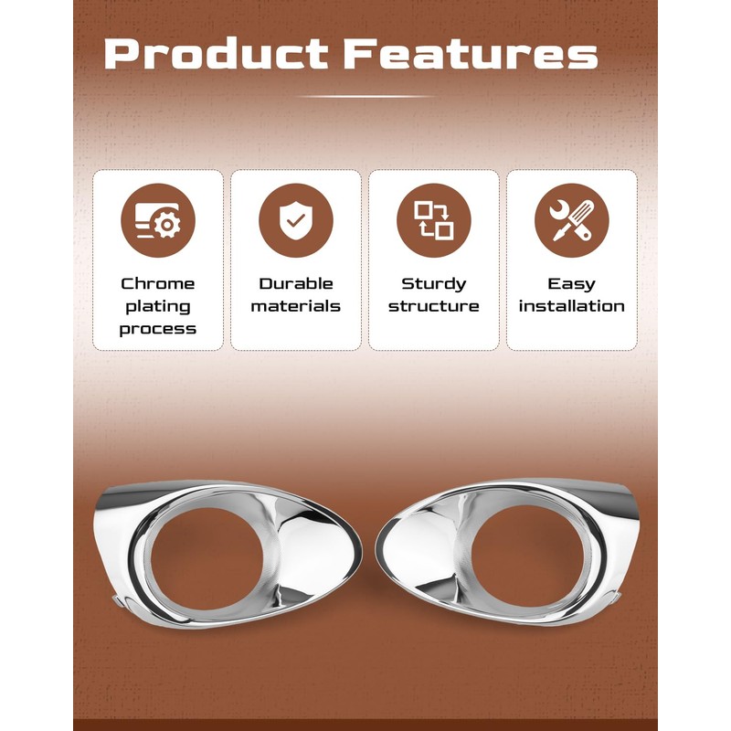 Xumdovipu Front Left and Right Fog Light Bezel Set Fit