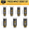 BOEN 7-Piece 1/2" Drive Impact Socket Set, Deep Metric Lug
