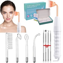 Shoonlo Alta Frecuencia Facial, Radiofrecuencia Facial Corporal con 4 Varitas de Neón- Estiramiento de la Piel, Reducción de Arrugas, Ojeras, Imperfec