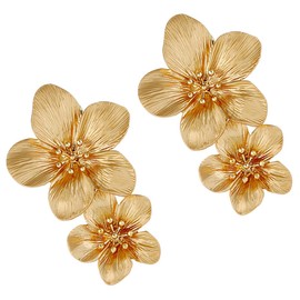 Beavorty 1 Pair Flower Earrings for Women Dainty Floral Design Lightweight Durable for Birthdays Special Occasions Elegant Ear Jewelry Gold