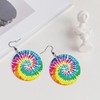 Faux Leather Earrings Tie Dye Round Dangle Earrings Jewelry For