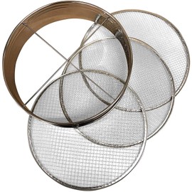 4pc Soil Sieve Set, 12" diameter - Stainless Steel Frame Three Interchangeable Sieves With Varying Mesh Sizes Grade - Mix Soil Filter Large Debris Replacement Screens Available Great for Bonsai