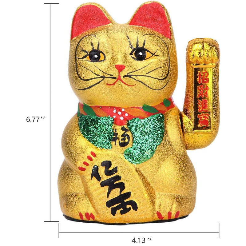 VanEnjoy 6.77" Beckoning Ceramic Maneki Neko Lucky Fengshui Cat