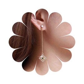 Yheakne Boho Crystal Square Drop Earrings Gold Filigree Square Earrings Vintage Cz Square Dangle Earrings Tiny Rhinestone Stud Earrings Jewelry for Women and Girls