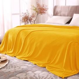 BEDELITE Fleece Blankets King Size Yellow Throw Blankets for Bed & Couch, Plush Cozy Fuzzy Blanket, Super Soft & Warm Blankets for Fall and Winter