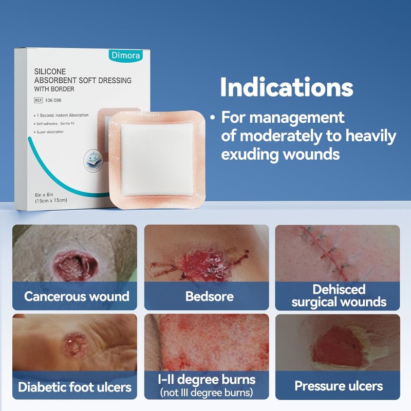 Dimora Silicone Super Absorbent Wound Dressings - Gentle Adhesive Bandages