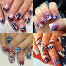 8 Sheets 4th of July Nail Art Stickers 3D Self-Adhesive Independence Day Nail Patriotic American Flag Star Firework Design Nail Art Supplies Pegatinas Uñas Holiday Nail Stickers for Acrylic Manicure