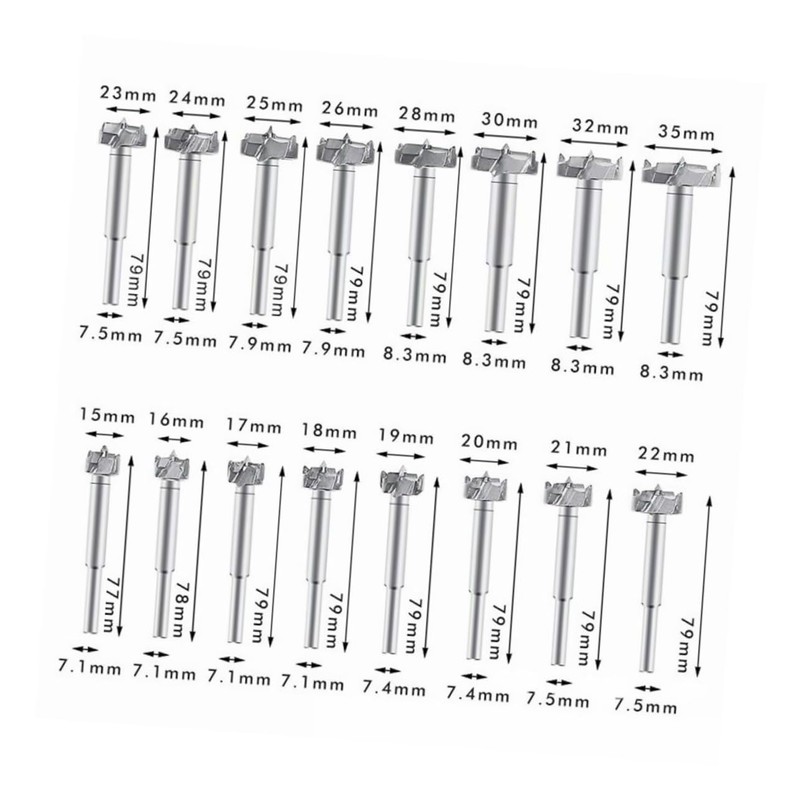 SHINEOFI 16pcs Woodworking Flat Drill Bit Efficient Hole Opening Durable