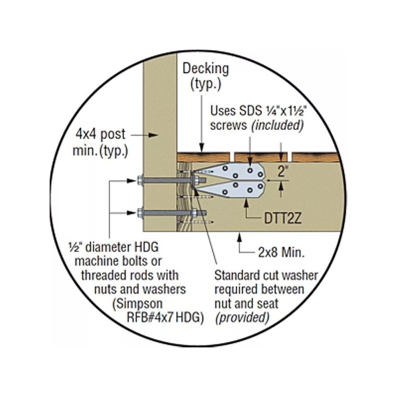 Simpson Strong-Tie DTT2Z-SDS2.5 Deck Tension Tie Z Max
