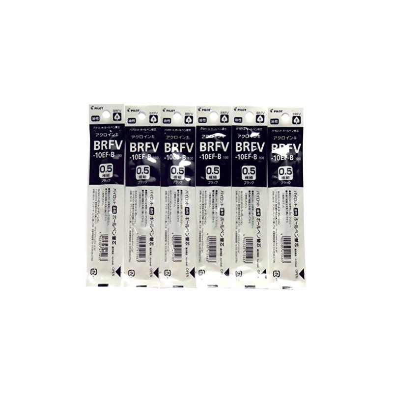 Pilot Acroball Ballpoint Pen Black Ink Refills, 0.5 mm, BRFV-10EF-B,