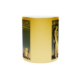 Fabulous Goldene Tasse aus verchromter Keramik - La Nuit de l'Elegance Art Deco Vintage Vintage Poster - 325 ml