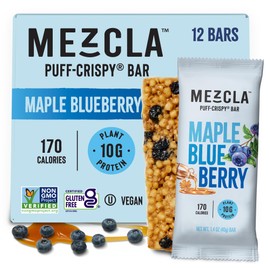 Mezcla Vegan Protein Bars, Gluten Free Snack Made with Pea Protein, Organic Vanilla, Blueberries and Other Premium Ingredients, Healthy Snacks, Maple Blueberry, 10g of Protein, 12 Pack