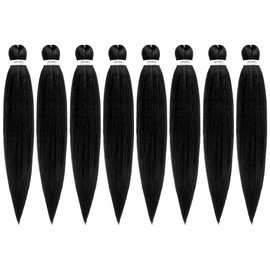 Pre-stretched Professional Braiding Perm Yaki Hair 20"-8packs/lot Hot Water Setting Synthetic Fiber Crochet Braids Crochet Hair Braiding Hair Extension Twist Braid (#1)