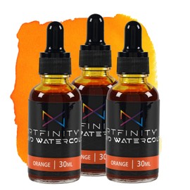 Artfinity Liquid Watercolor Paint 30 ml Bottle - 3 Pack, Orange - Vibrant Dye-Based Liquid Watercolor w/Glass Pipette, Fast-Drying, Fine Art Paint for Calligraphy, Airbrushing & Traditional Art