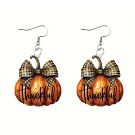 Thanksgiving Pumpkin Earrings for Women Acrylic Wood Bow Pumpkin Earrings Fall Earrings Thanksgiving Holiday Jewelry Accessories