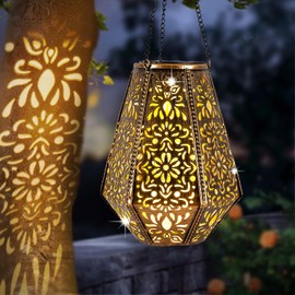 Hanging Solar Lantern Outdoor Garden Decor, Moroccan Solar Lights Outdoor Decorative Lights, Waterproof LED Solar Lanterns for Patio,Yard,Porch,Landscape,Gifts for Women Mom Grandma