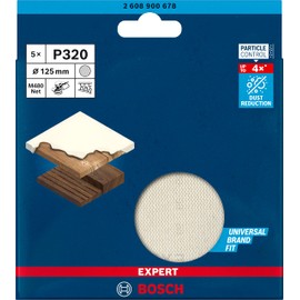 Bosch 5 x Expert M480 Sanding Net (for Paint on Wood, Diameter 125 mm, Grit 320, Professional Accessories, Random Orbital Sander, Orbital Sander)