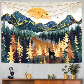 Kanuyee Boho Mountain Tapestry Sunset Landscape Wall Tapestry, Nature tapestries for Bedroom Ceiling Tapestries Wall Hanging for Bedroom Living Room Wall Decor Mountain-2 44"x60"