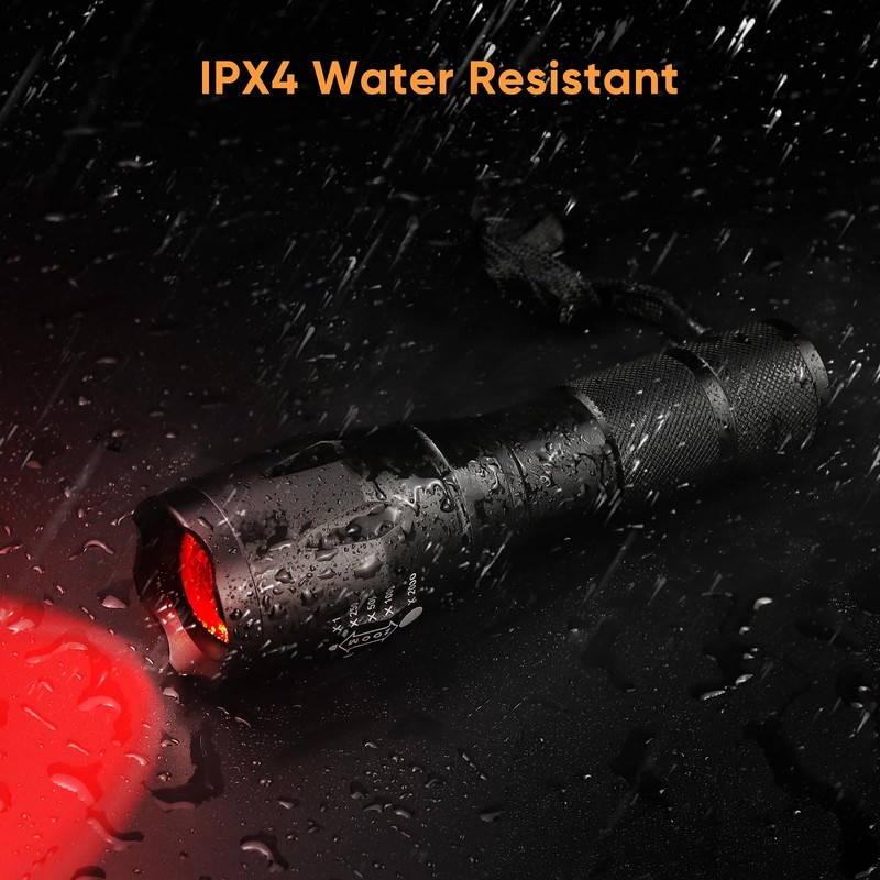WINDFIRE Red Light Tactical Flashlight, 1 Light Mode, Adjustable Zoom