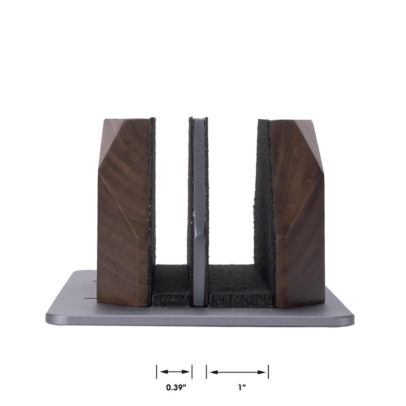 NIRVASH Walnut Wood Vertical Laptop Stand, Dual Slot Wooden Laptop