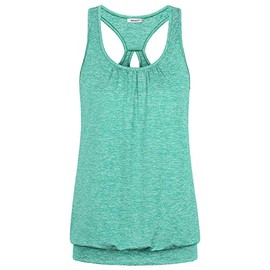 Helloacc Workout Tops for Women Pilates Shirts Loose Fit Funny Petite Size Modest Clothes Yoga Shirt Embellished Moisture Wicking Tank Tunic for Women Camisole Fashionable Razor Back Light Green M