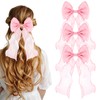 3 Pcs Pink Hair Bow Mesh Hairs Bow Clips for