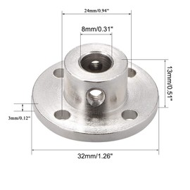 TA-VIGOR Rigid Flange Coupling 8mm Inner Dia, M4 Motor Guide Shaft Coupler H13xD16mm Motor Connector Silver Tone for DIY Parts, 2Pcs