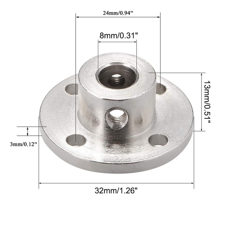TA-VIGOR Rigid Flange Coupling 8mm Inner Dia, M4 Motor Guide