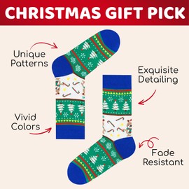 HAPPYPOP Christmas Gifts Stocking Socks for Teens - Secret Santa Socks Xmas Stocking Stuffers for Boys Girls, 4 Pack Of Christmas Socks