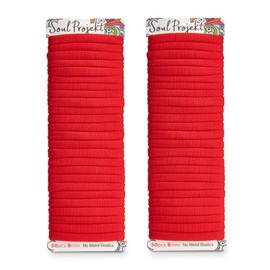 Soul Projekt Red Hair Bands 50 Pack 8mm, Metal Free Hair Bobbles, Girls Gifts No Damage Elastic Hair Ties Thick Blond Hair Band for Women Gift Idea, Christmas Stocking Filler Gifts for Her