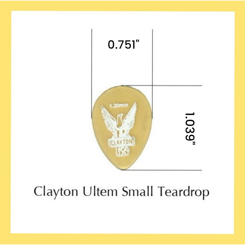 Clayton Ultem Gold Small Teardrop Guitar Picks - 1.20mm 3