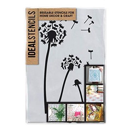 Ideal Stencils Dandelion Stencil | Reusable Plastic Home Decor Art Stencil for Painting Floors, Walls, Fabrics and Furniture | A4 Size
