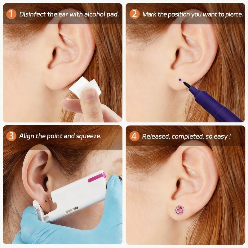 BeiLaiSun 2 Pack Disposable Auto Ear Piercing Kit Ear Piercing