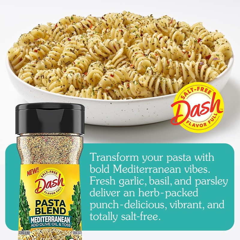 Dash Salt-Free Pasta Seasoning Blends, Mediterranean, 1.9 Ounce
