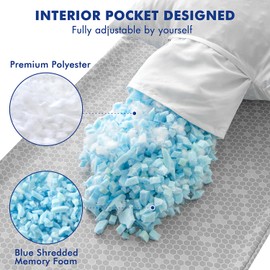 MIULEE 20x60 Body Pillow for Adults, Blue Memory Foam Long Body Pillow,Full Soft Support w/Removable Cooling Breathable Honeycomb Fabric Pillowcase Long Pillow for Sleeping/Side Sleeper/Back/Stomach