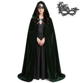 Capa de Disfraz Vampiro para Hombre Mujer, Capa Negra Capucha Adulto Terciopelo con Máscara, Adecuado para Adultos Halloween Fiestas Temáticas y Bailes Cosplay