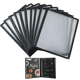 FLKQC Tech 10 Pack 4 View Restaurant Menu Covers/Fits 8 1/2" x 11" Paper (2 Page)