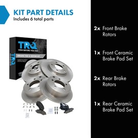 TRQ Front & Rear Brake Pad & Rotor Kit Ceramic Compatible with 2008-2016 Mitsubishi Lancer