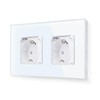 LIAONFOY Glass Schuko Double Socket with Lid Flush-Mounted 2-Way Wall