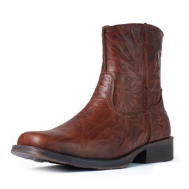 SUREWAY 7” Men's Western Slip On Work/Casual Boots for Men,Square-Toe Chelsea Boots with Zipper,Extremely Comfortable Durable Proved,Superior Oil/Slip Resistant,Thicker Imported Leather