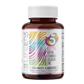 LIFEED Suplemento Keratina, Biotina y Colágeno, Frasco con 60 Cápsulas | Fórmula con keratina, biotina, colágeno hidrolizado, vitaminas E, D, A y zinc