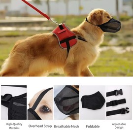Miavers Dog Muzzle, Soft Mesh Covered Muzzles for Small, Medium, Large and X-Large Dogs, Muzzle with Adjustable Straps, Prevent Barking, Biting, and Accidental Ingestion (Black, Large)